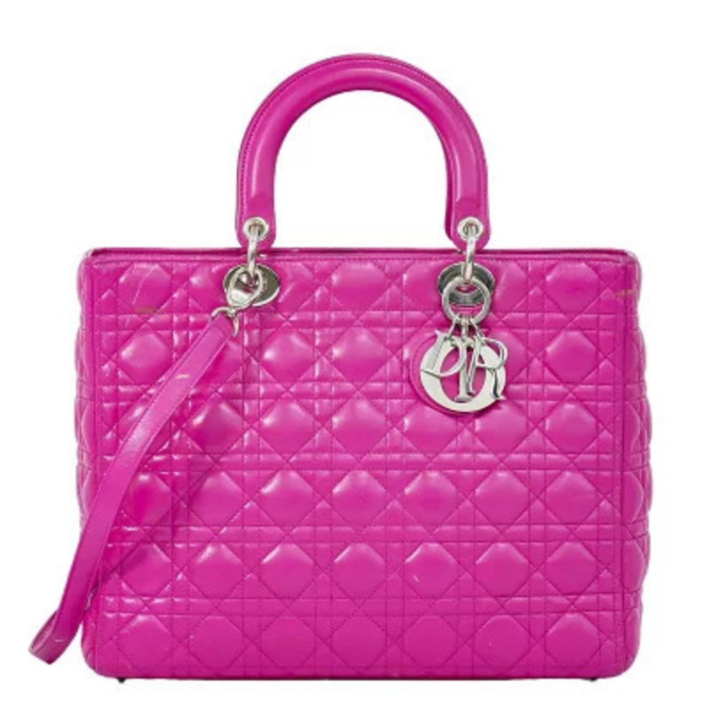 Christian Dior Cannage Leather 2Way Shoulder Bag Pink